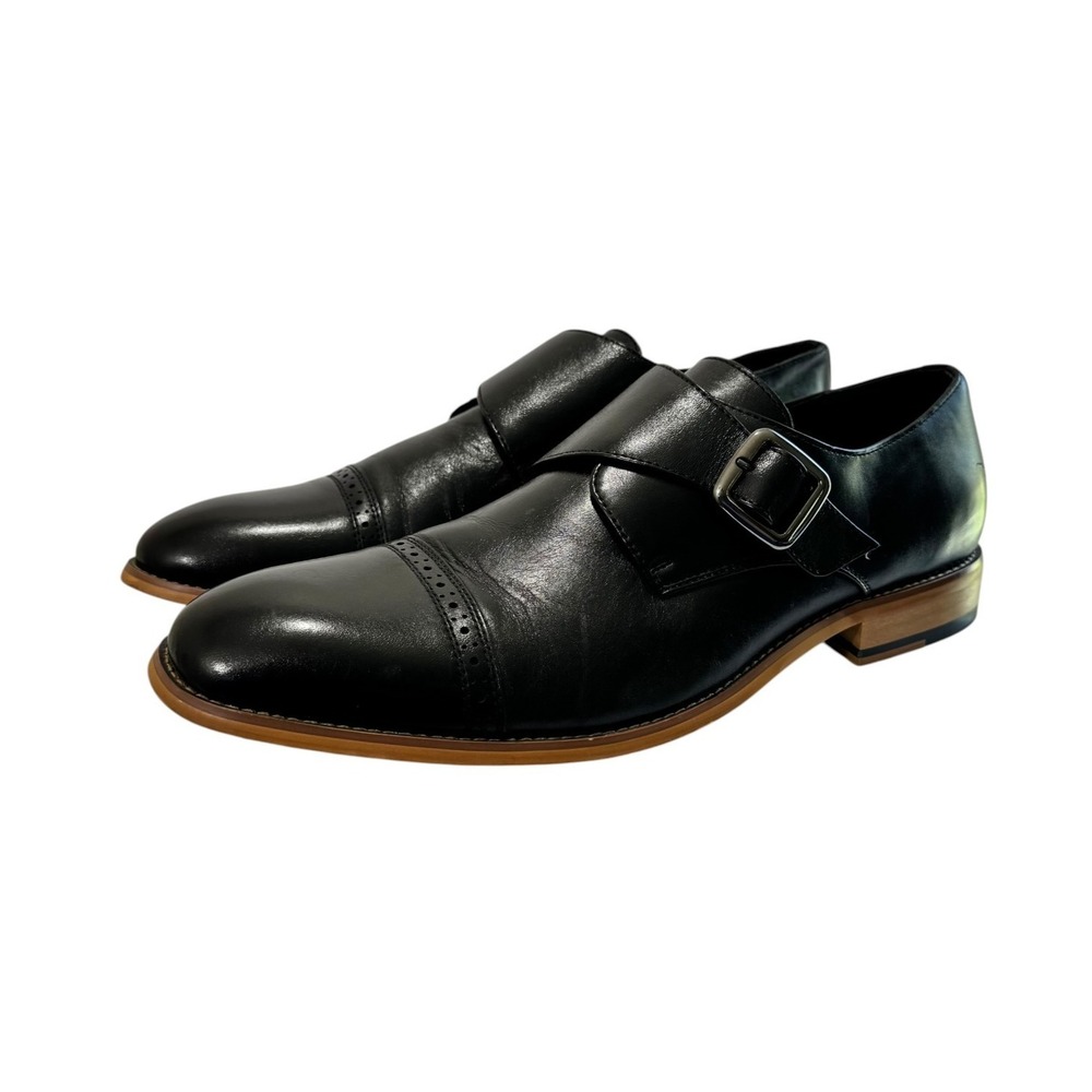 Mens Shoes Stacy Adams Desmond Monk Strap Black Leather 25162-001